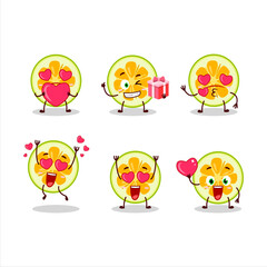 Slice of jackfruit cartoon character with love cute emoticon