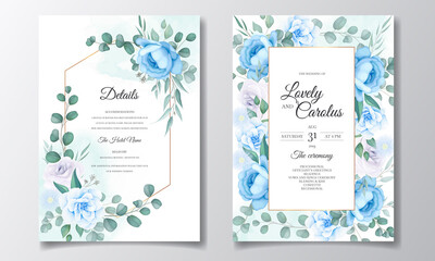 Elegant wedding invitations card with beautiful hand draw floral