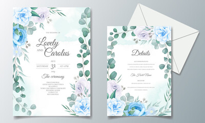 Elegant wedding invitations card with beautiful hand draw floral