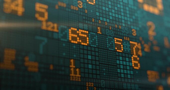 Digital Technology Numbers with Lights and Bokeh