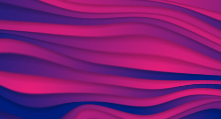 Blue and purple refracted curved waves abstract vector background