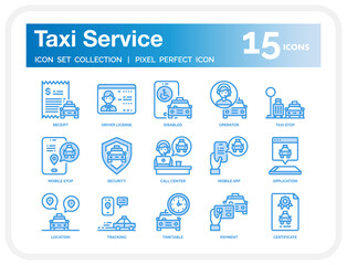 Taxi service icon set