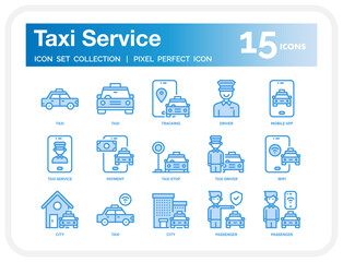 Taxi service icon set