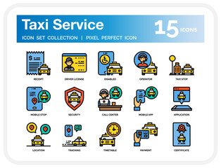 Taxi service icon set