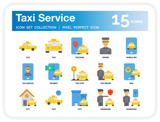Taxi service icon set