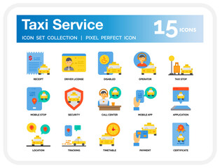 Fototapeta na wymiar Taxi service icon set