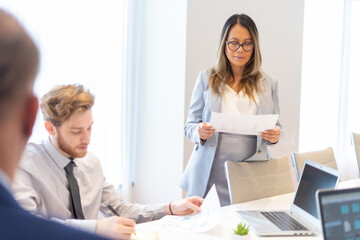 Office employees having a meeting