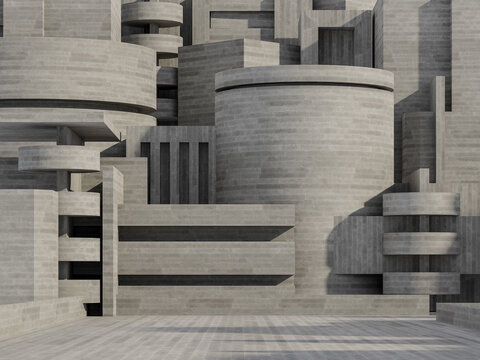 Concept of concrete building exterior background 3d render