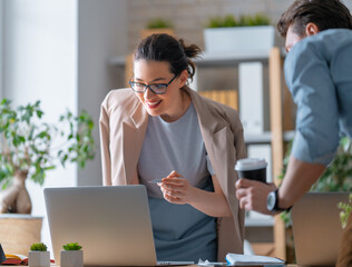 Man and woman are working in office