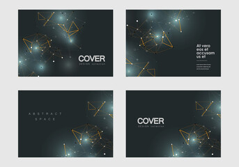 Fototapeta na wymiar Banner promotion brochure cover with connect dots and lines. Vector design template. Poster design