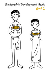 SDGs GOAL2のための指定色シンプル2色イラスト