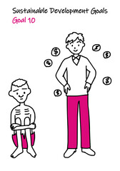 SDGs GOAL10のための指定色シンプル2色イラスト