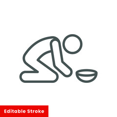 Obraz premium Poverty line icon. Simple outline style. Homless, beggar, hunger and poor concept. Vector illustration on white background. Editable stroke EPS 10