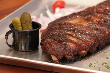 grilled pork bbq ribs with pickles