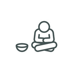 Poverty line icon. Simple outline style. Homless, beggar, hunger and poor concept. Vector illustration on white background. EPS 10