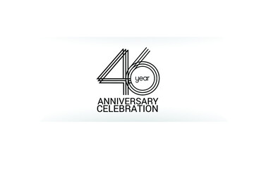 46 year anniversary celebration Black Line. logotype isolated on White background for celebration, invitation card, and greeting card-Vector