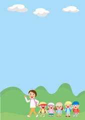 先生と園児で遠足コピースペース