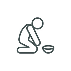 Poverty line icon. Simple outline style. Homless, beggar, hunger and poor concept. Vector illustration on white background. EPS 10