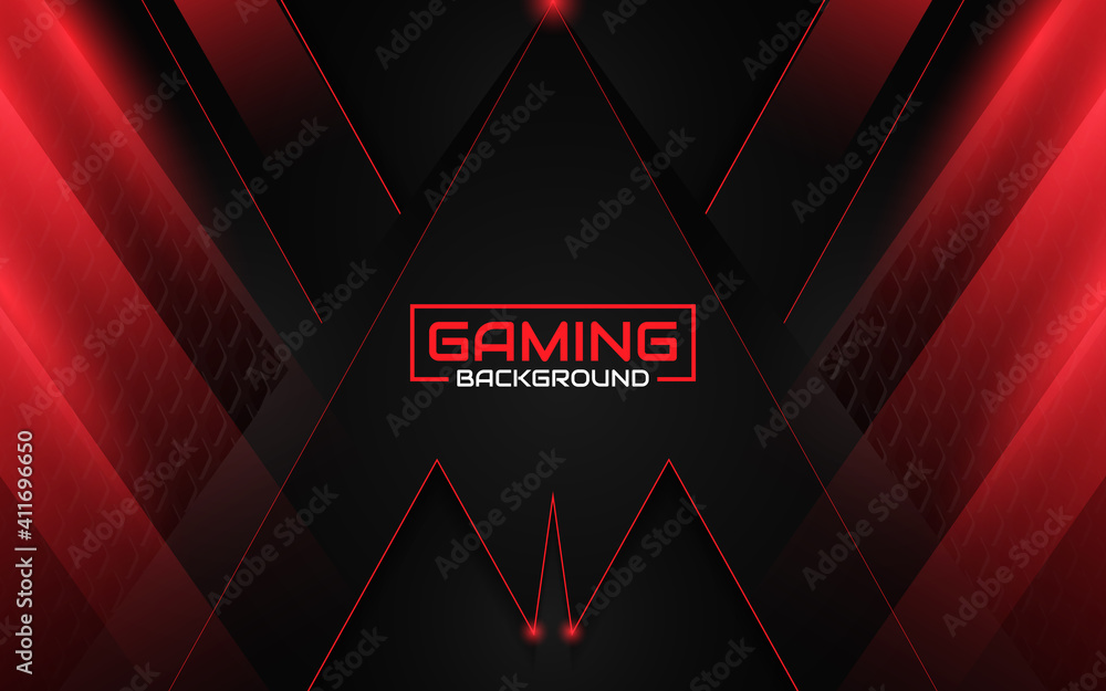 Sticker abstract futuristic geometric black and red gaming background with modern esport shapes. vector desi - Stickers