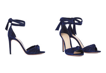 Blue women's shoes. Front and side views