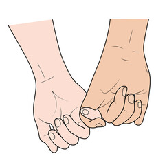 Happy couple holding hands. Vector illustration.