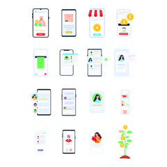 
Pack of Mobile Apps Flat Vectors
