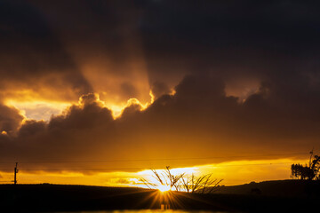 Sunset over the Coromandel in New Zealand
