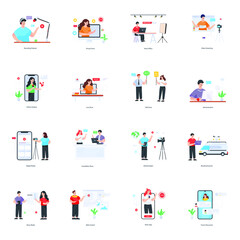 Public Broadcasting Flat Character Illustrations 
