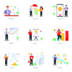 
Set of Business Management Flat Illustrations
