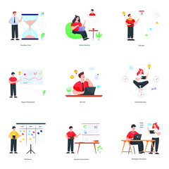 
Task Management Character Flat Illustrations
