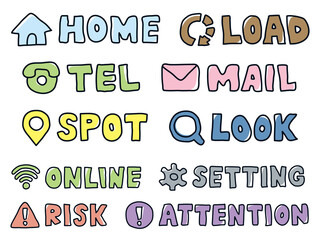 アイコン　見出し　手書き文字　シンボル　セット