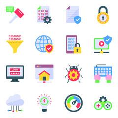
Pack of Binary Coding Flat Icons 
