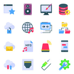 
Pack of Multimedia and Technology Flat Icons 
