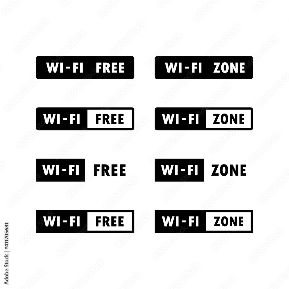 Poster wifi zone icon set. wireless internet sign. vector eps 10. isolated on white background