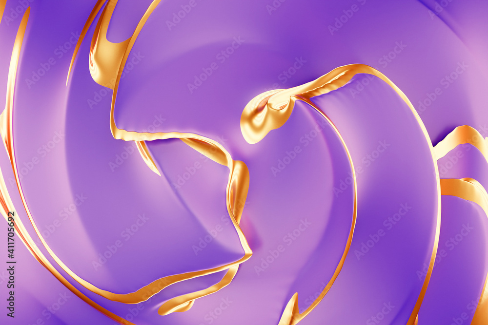 Aufkleber 3d illustration of a hypnotic pattern. abstract pink with gold background with shimmering circles an