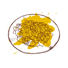 Food background. Sketch pasta.