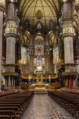 Fototapeta na wymiar The interior of the Cathedral of Milan - Duomo di Milano in Milan, Italy