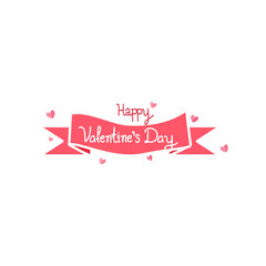 Happy Valentines Day background with hearts and ribbon.