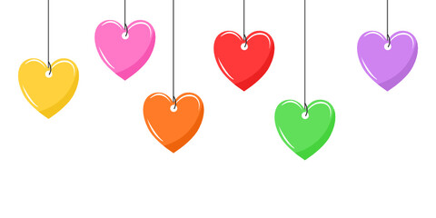 set of colorful hearts on white background.