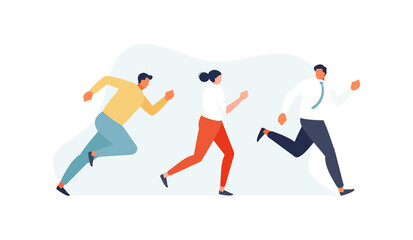 Fototapeta na wymiar Running competing business people. Competition and career growth vector illustration