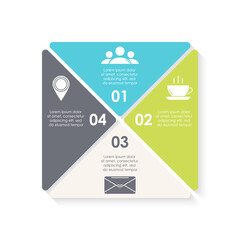 Vector infographic with 4 steps, options or processes. Template for diagram, graph, workflow, web design. Business concept isolated on white background.