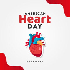 American Heart Month Vector Design Template Background