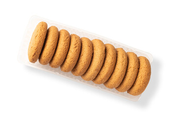 pack of oatmeal cookies isolated on white background