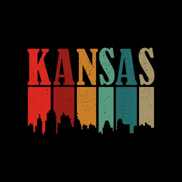 Kansas city retro vintage vector illustration. Good for greeting card and t-shirt print, flyer, poster design, mug.