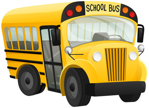 Vector illustration of a yellow cartoon school bus. Stock Vector | Adobe  Stock