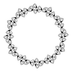 Floral frame. Coloring book. Round Flowers border. Vector illusrtation. Copy Space fot text