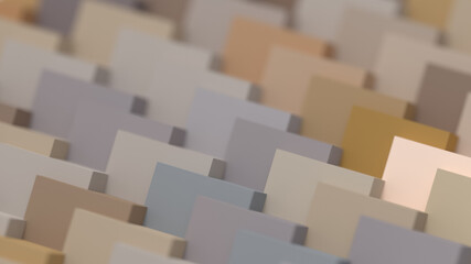 3d Cube Abstract Facade Architecture Tiles Minimal Background Wallpaper in Beige and Neutral Color