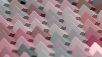 3d Abstract Tile Maze Minimal Background Wallpaper Render in Grey and Pastel Pink Color