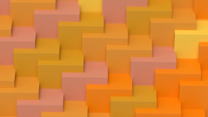 3d Abstract Minimal Background Wallpaper of Squares in in Yellow and Orange Bright Colourful Tone