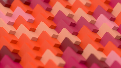 3d Abstract Pattern Minimal Background Wallpaper of Squares in Red and Coral Bright Colourful Tone